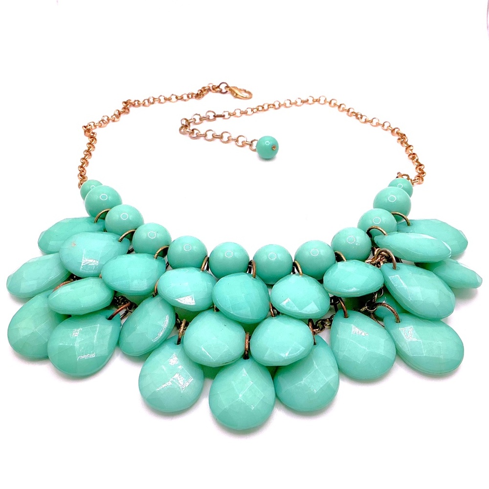Vintage Statement Gold Tone Beaded Necklace 21”